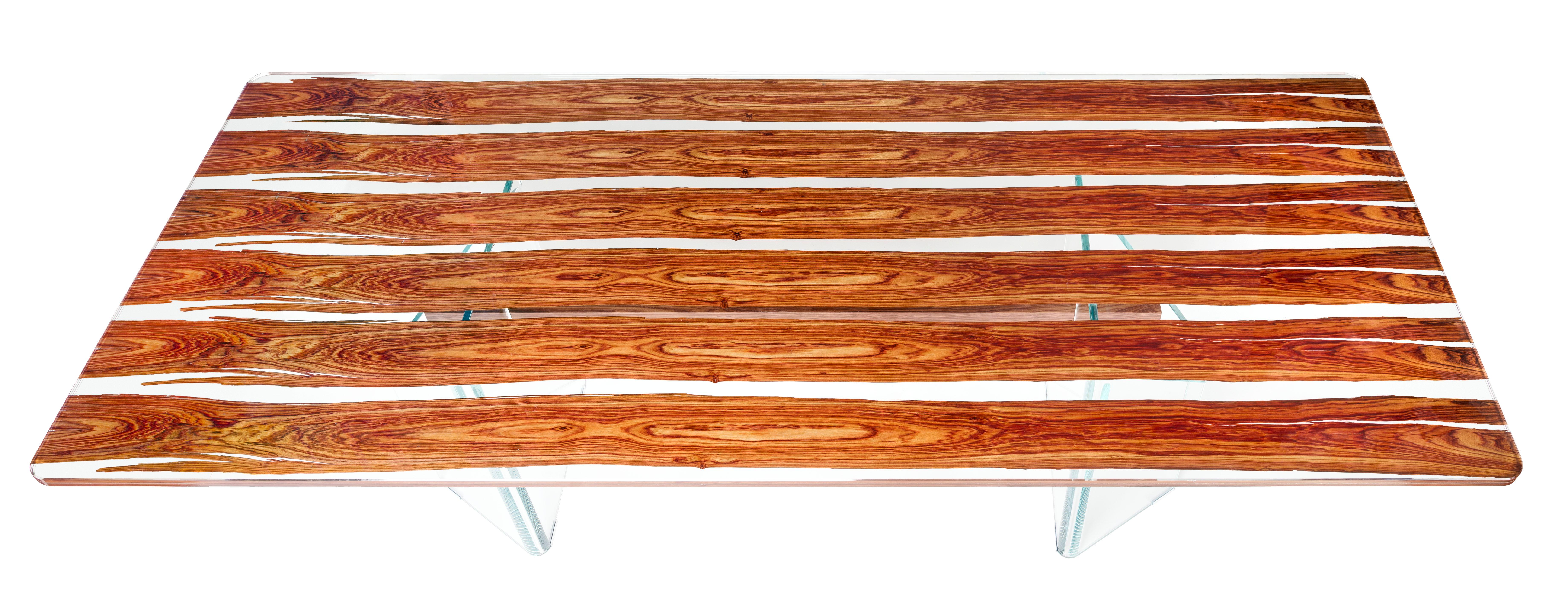 Modern Table Parigi, in Glass and Bois De Rose, Italy For Sale