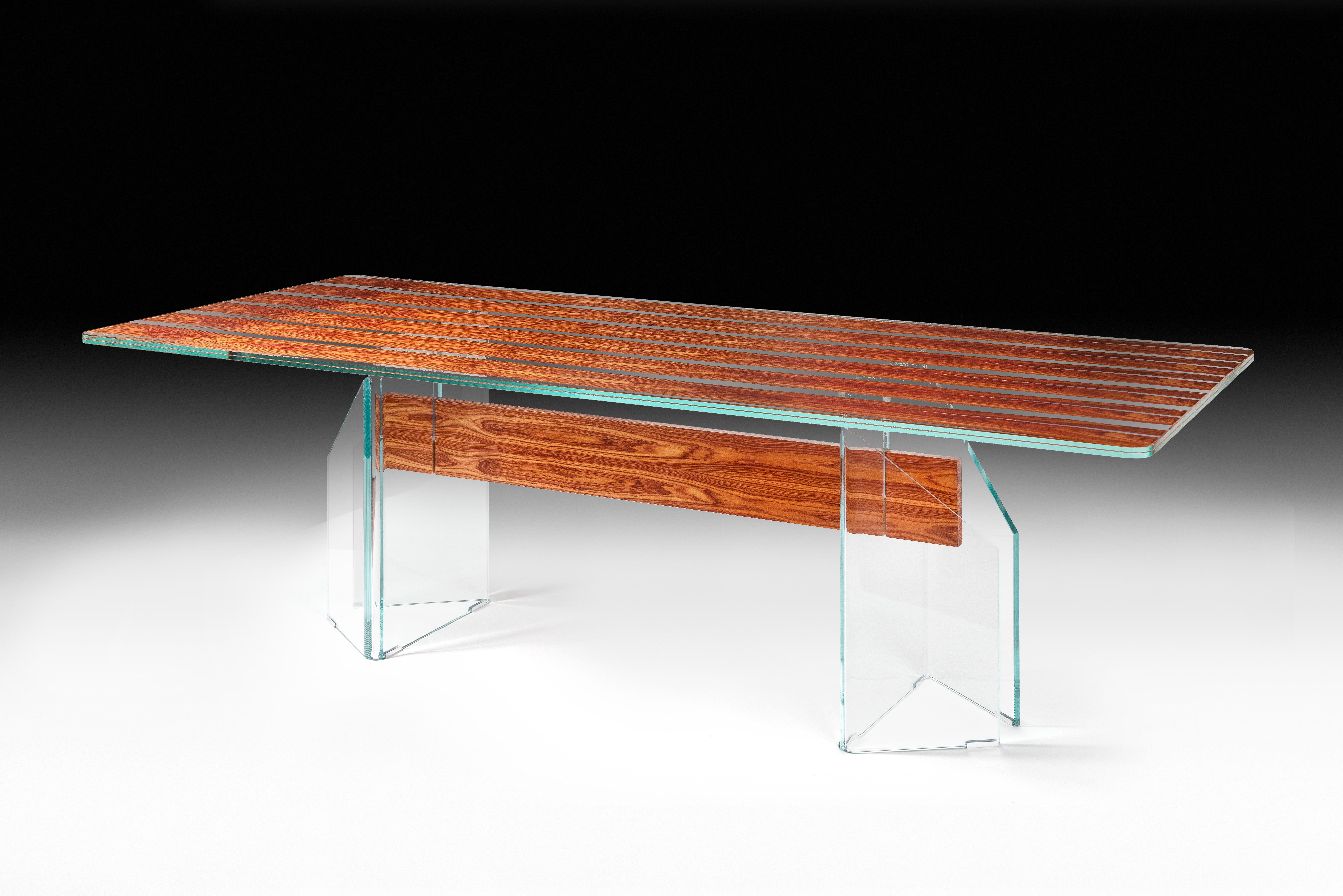 Hand-Crafted Table Parigi, in Glass and Bois De Rose, Italy For Sale