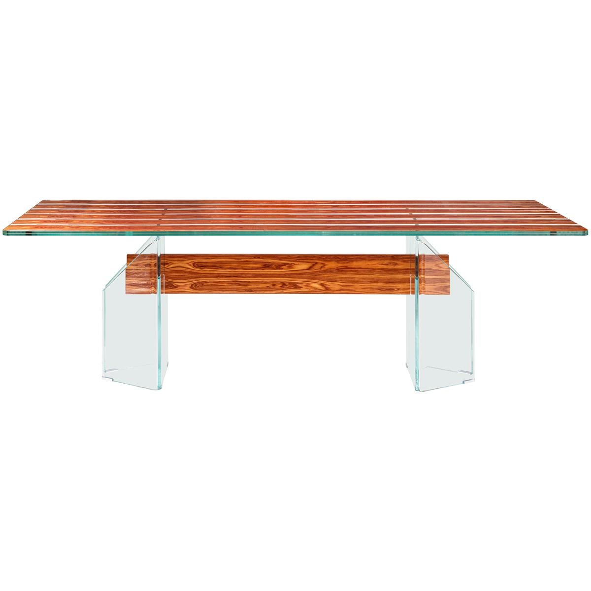 Table Parigi, in Glass and Bois De Rose, Italy For Sale