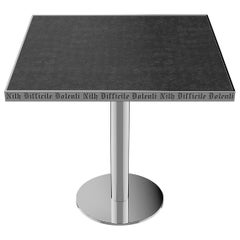 Table Pedestal Polish Stainless Steel Custom Lettering Laser Engrave Top Vetrite