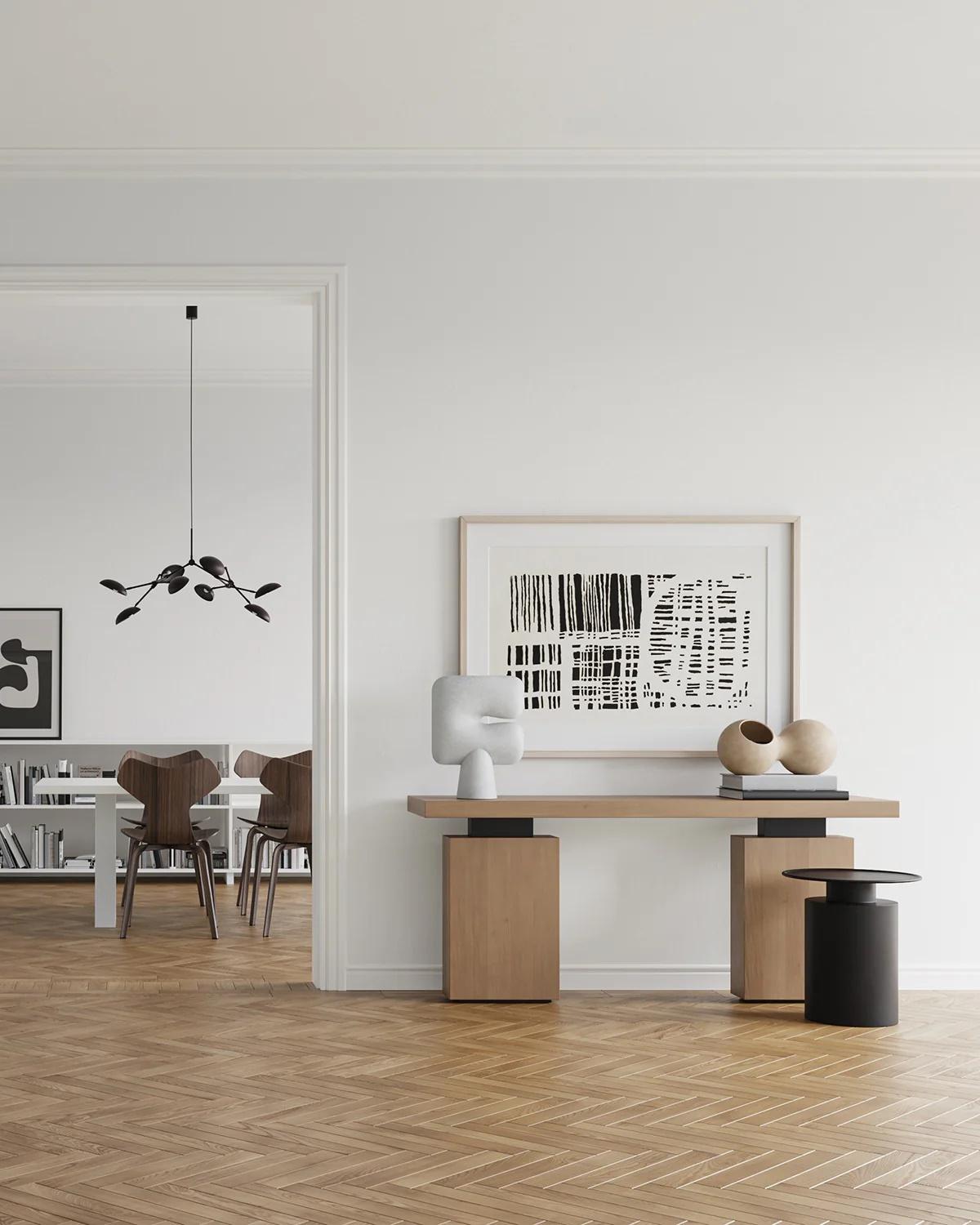 Modern Table, Pedestal Table or End of Sofa, Pilier Model, Plated Metal. For Sale