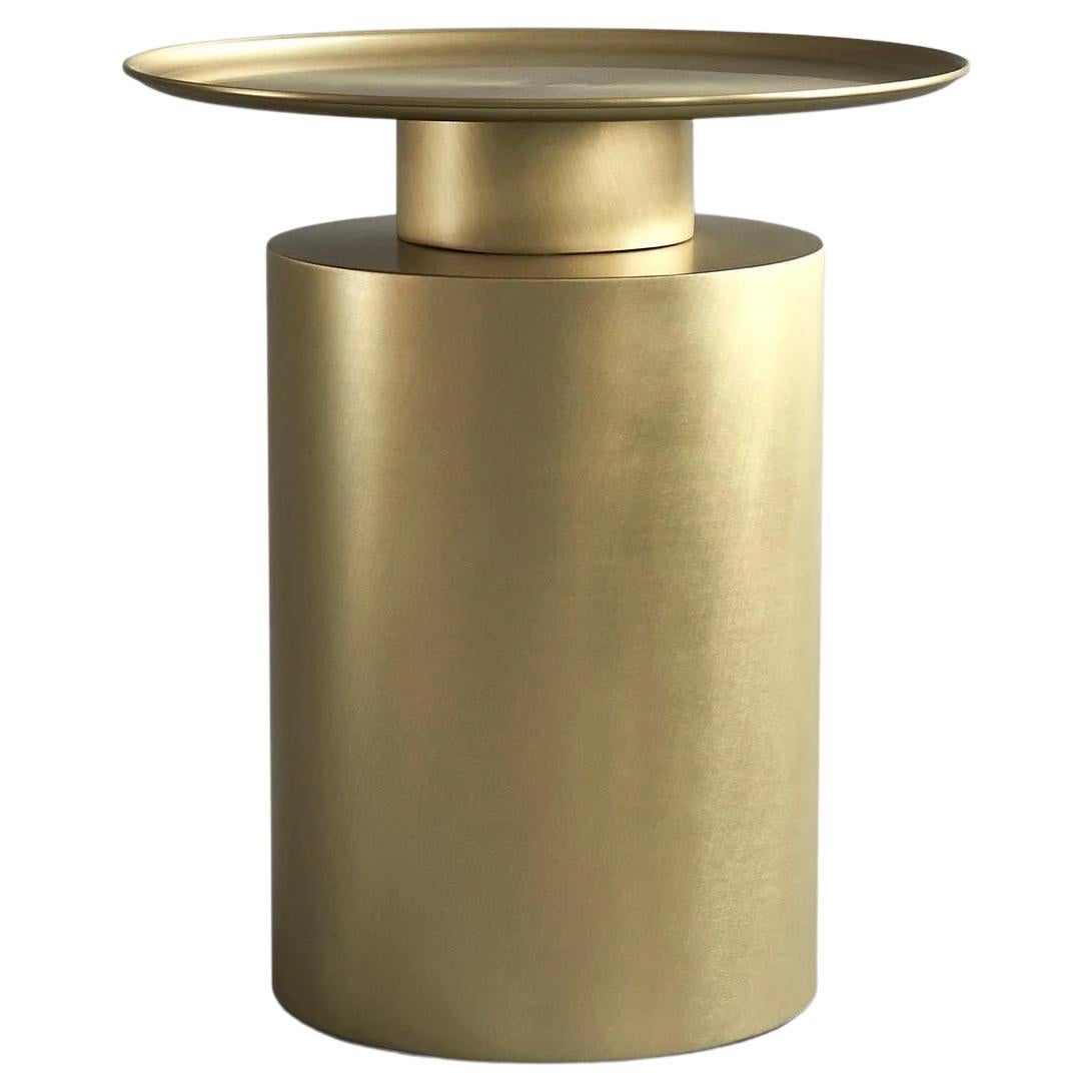 Table, Pedestal Table or End Table, Pillar Model, Plated Metal. For Sale