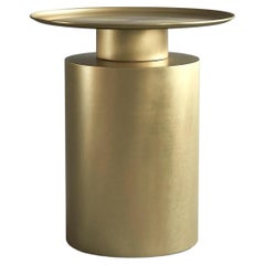Tisch, Sockeltisch oder Beistelltisch, Säulenmodell, versilbertes Metall.