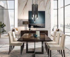Perfect Time Dining Table by Malerba, Chestnut Wood & Metal, Italy