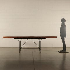 Table Pine and Metal Italy 1970s-1980s Italian Prodution