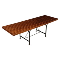 Table Pine and Metal Italy 1970s-1980s Italian Prodution