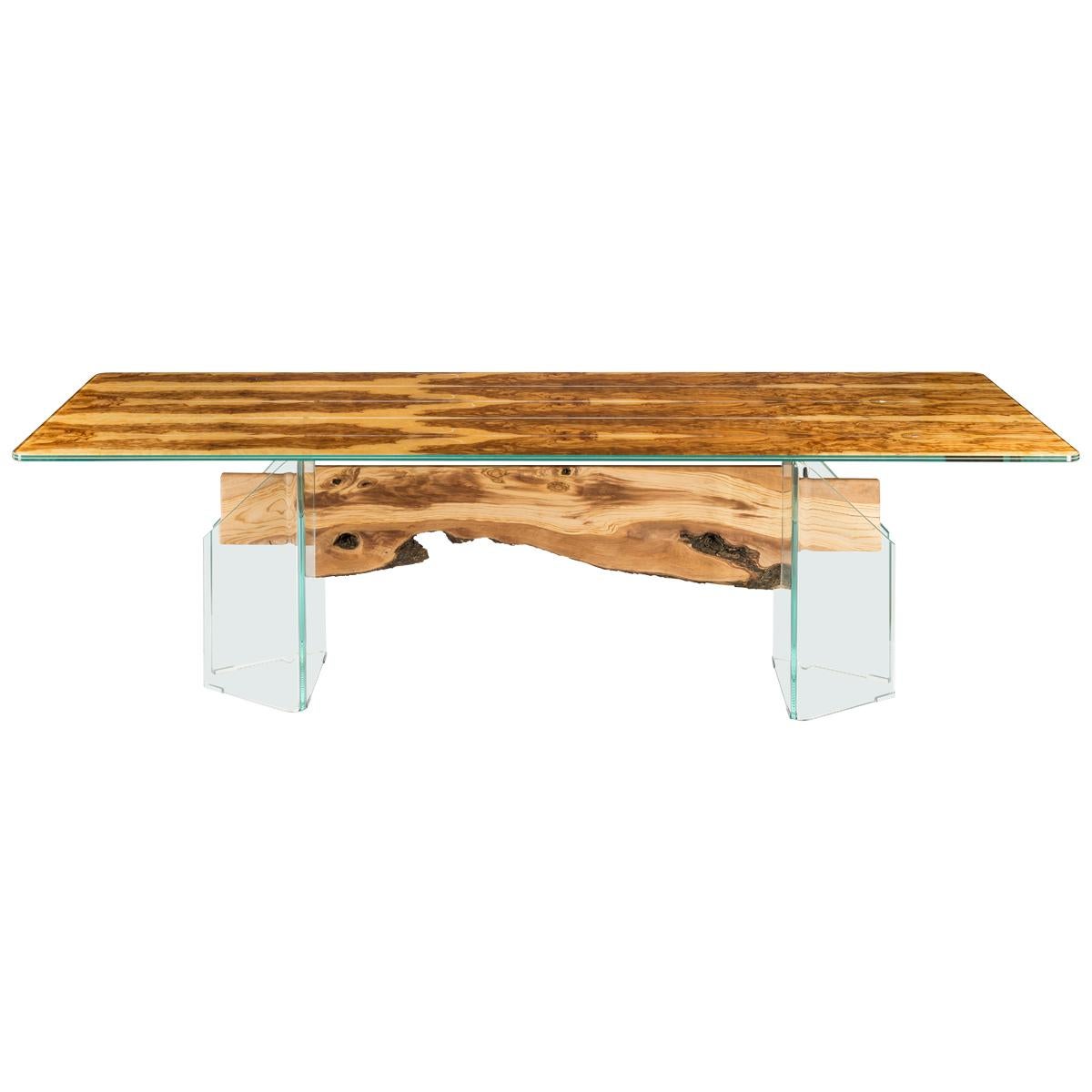 Table Portofino, in Glass and Olive-Tree Wood, Italy