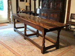 Table Refectory Reversible Top Patinated & Unpatinated Oak 6 Turned Legs