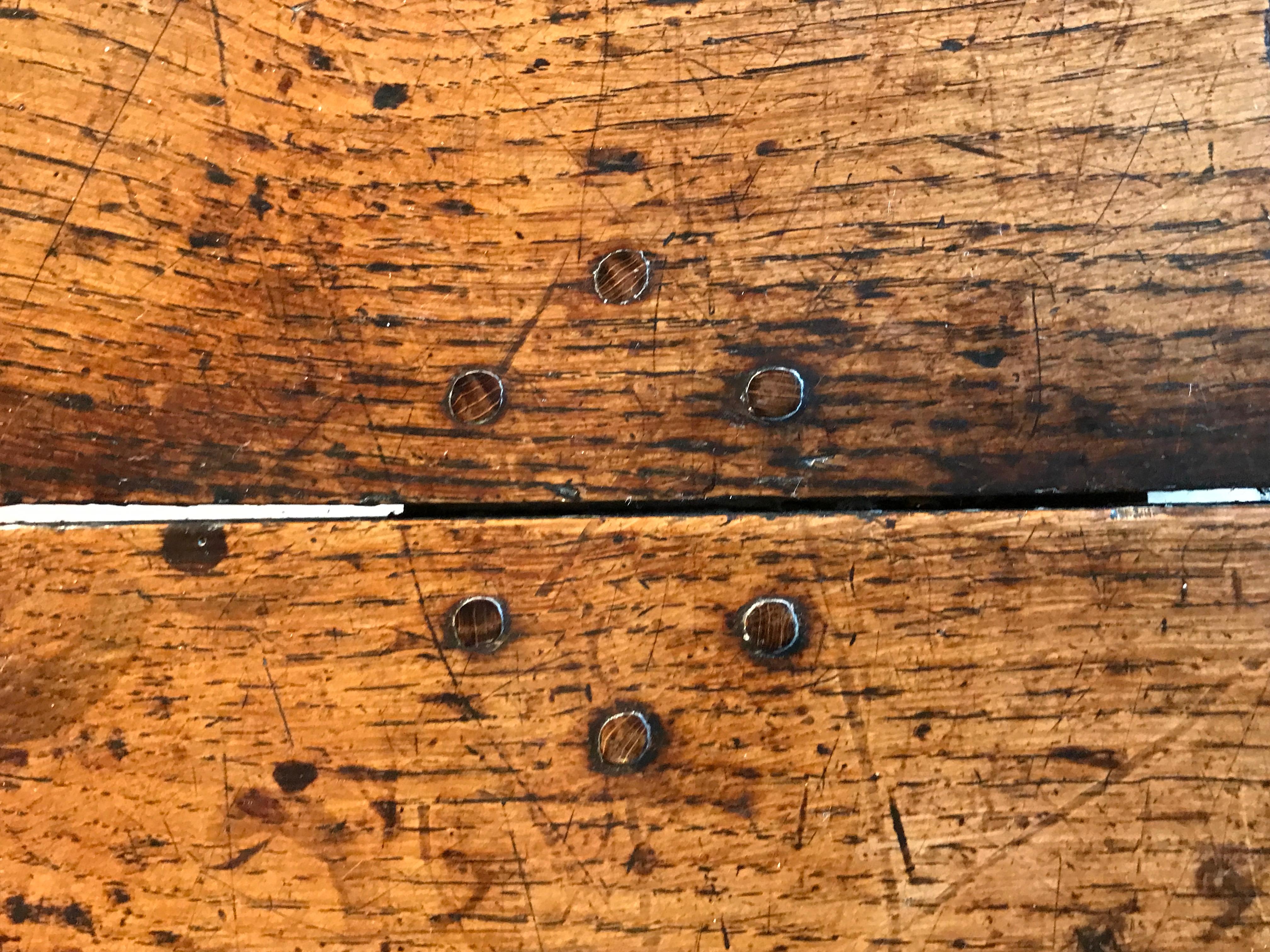 Joinery Table Refectory Reversible Top Patinated & Unpatinated Oak 6 Turned Legs For Sale