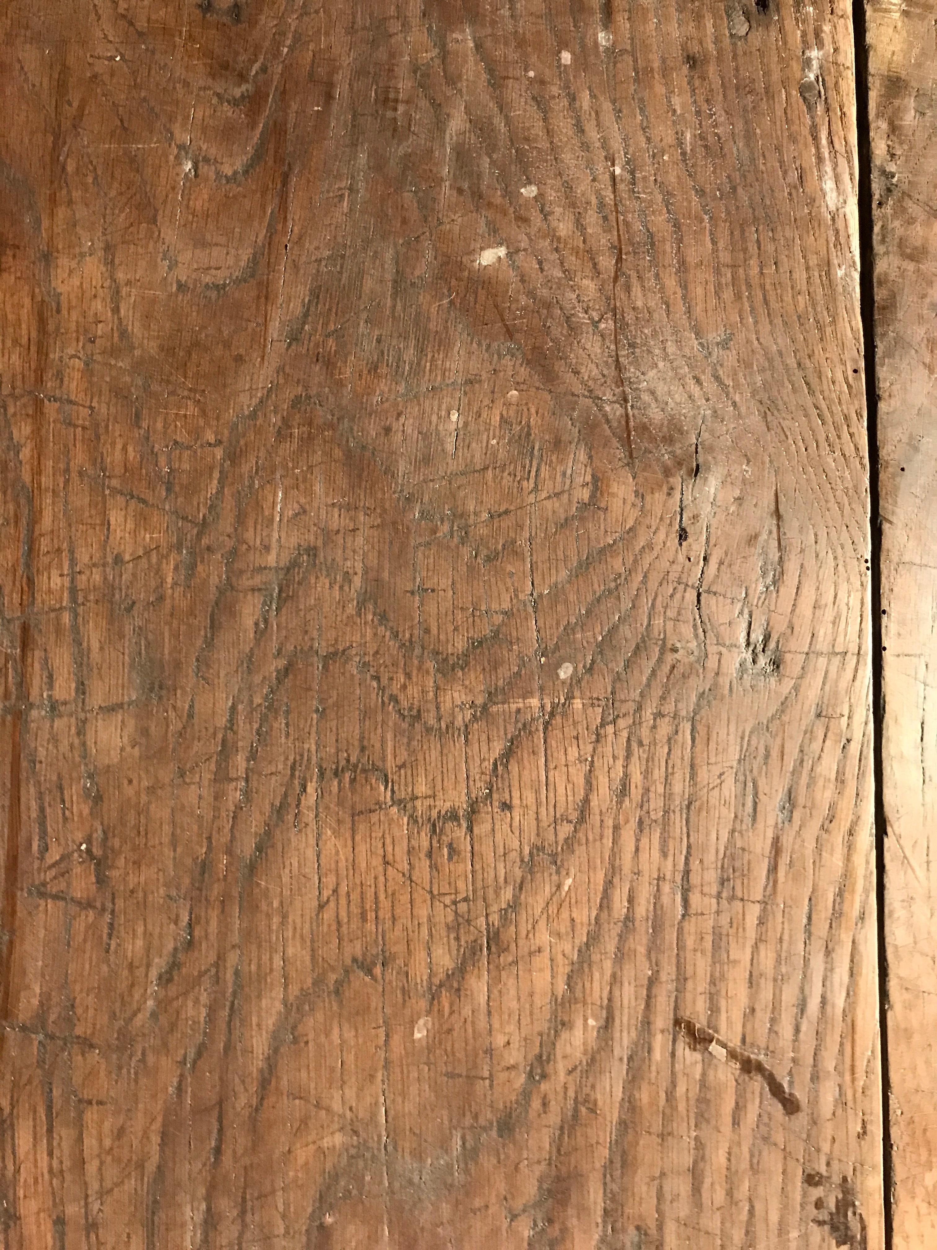 Table Refectory Reversible Top Patinated & Unpatinated Oak 6 Turned Legs For Sale 1