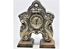 Table regulator clock in rosewood with silver applications