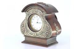 Table regulator clock in rosewood with silver applications