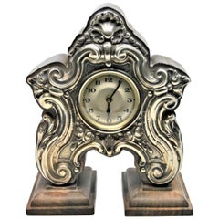 Table regulator clock in rosewood with silver applications