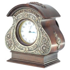 Table regulator clock in rosewood with silver applications