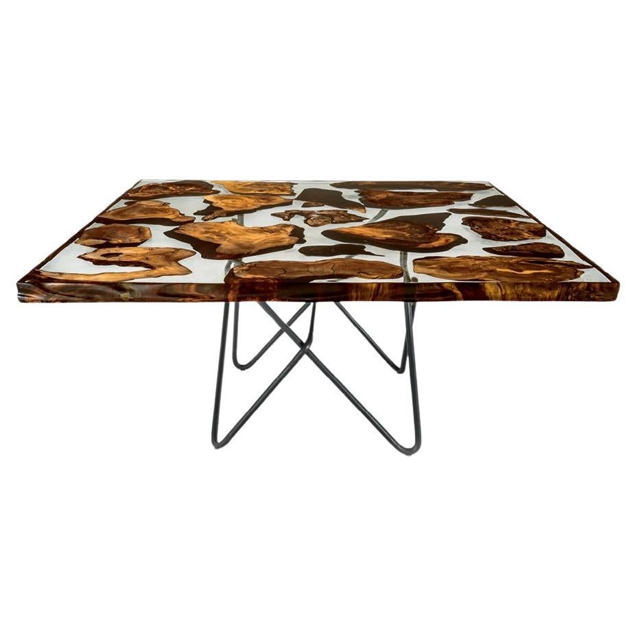Table Riva 1920 Kauri Earth Square Table in Ancient Kauri Wood - 140 cm 55.1 inc For Sale