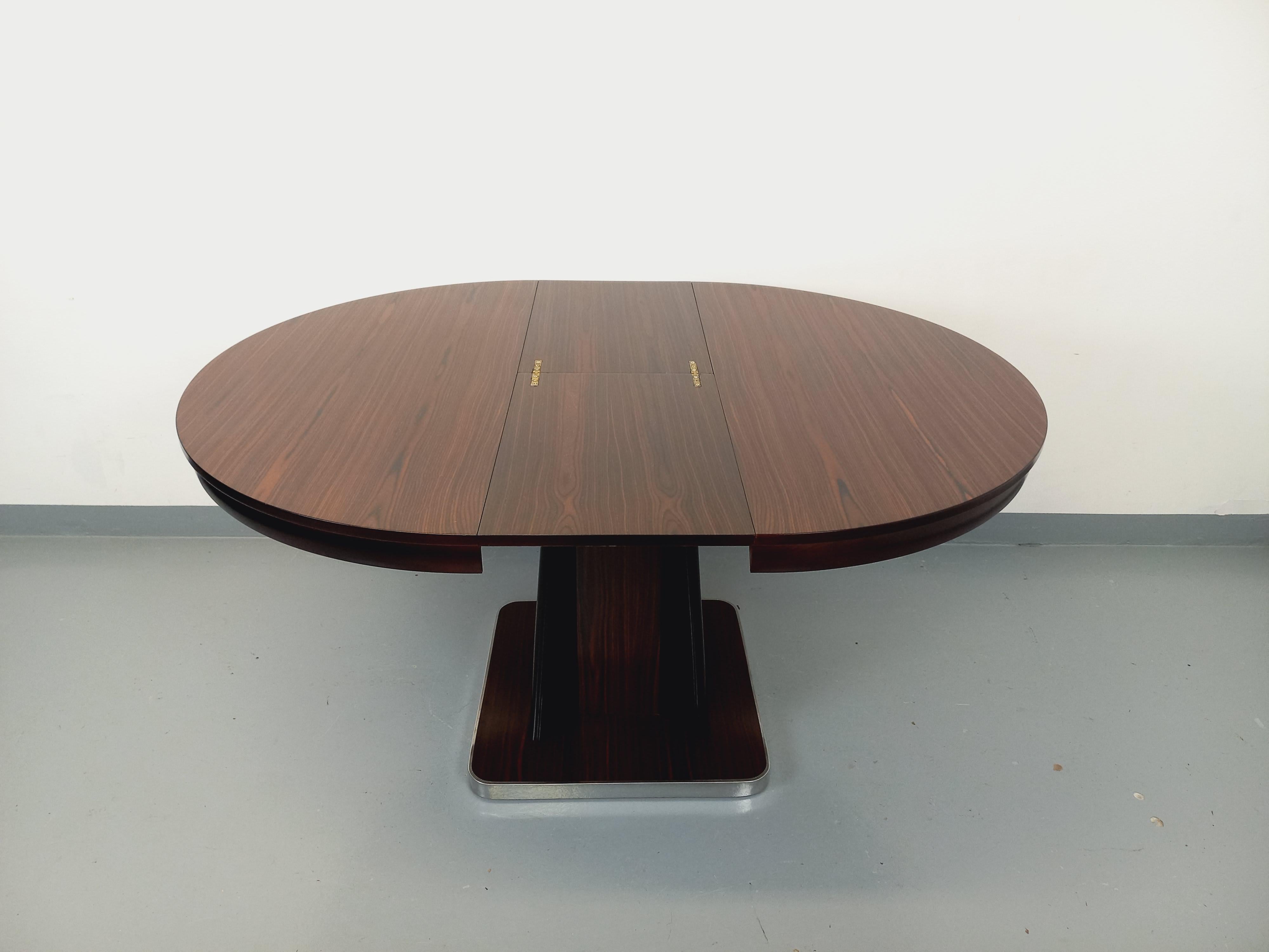 Tavolo da pranzo vintage in bois d'ébène e métal chromé stile A Space AGE in vendita 8