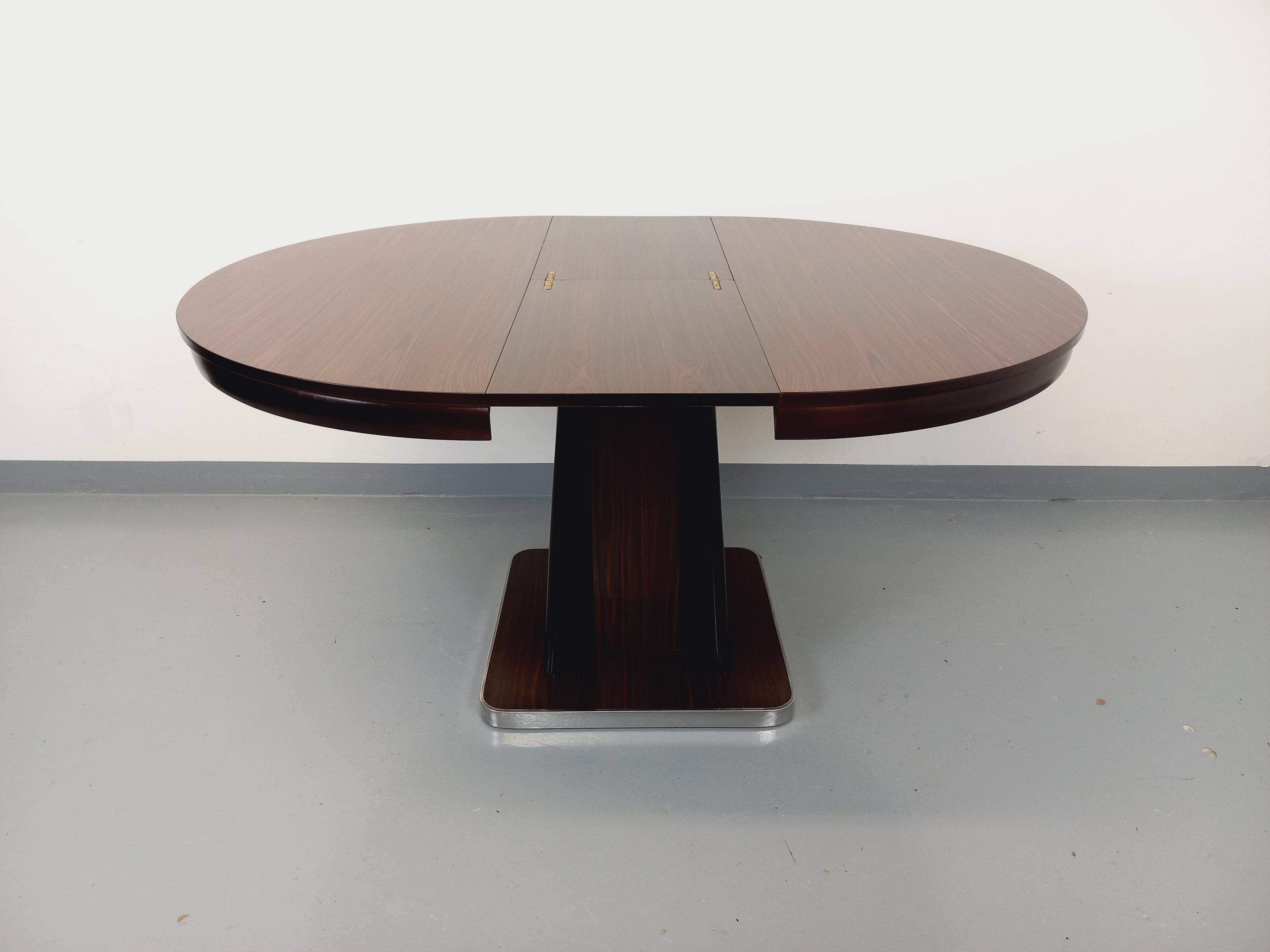 Tavolo da pranzo vintage in bois d'ébène e métal chromé stile A Space AGE in vendita 11