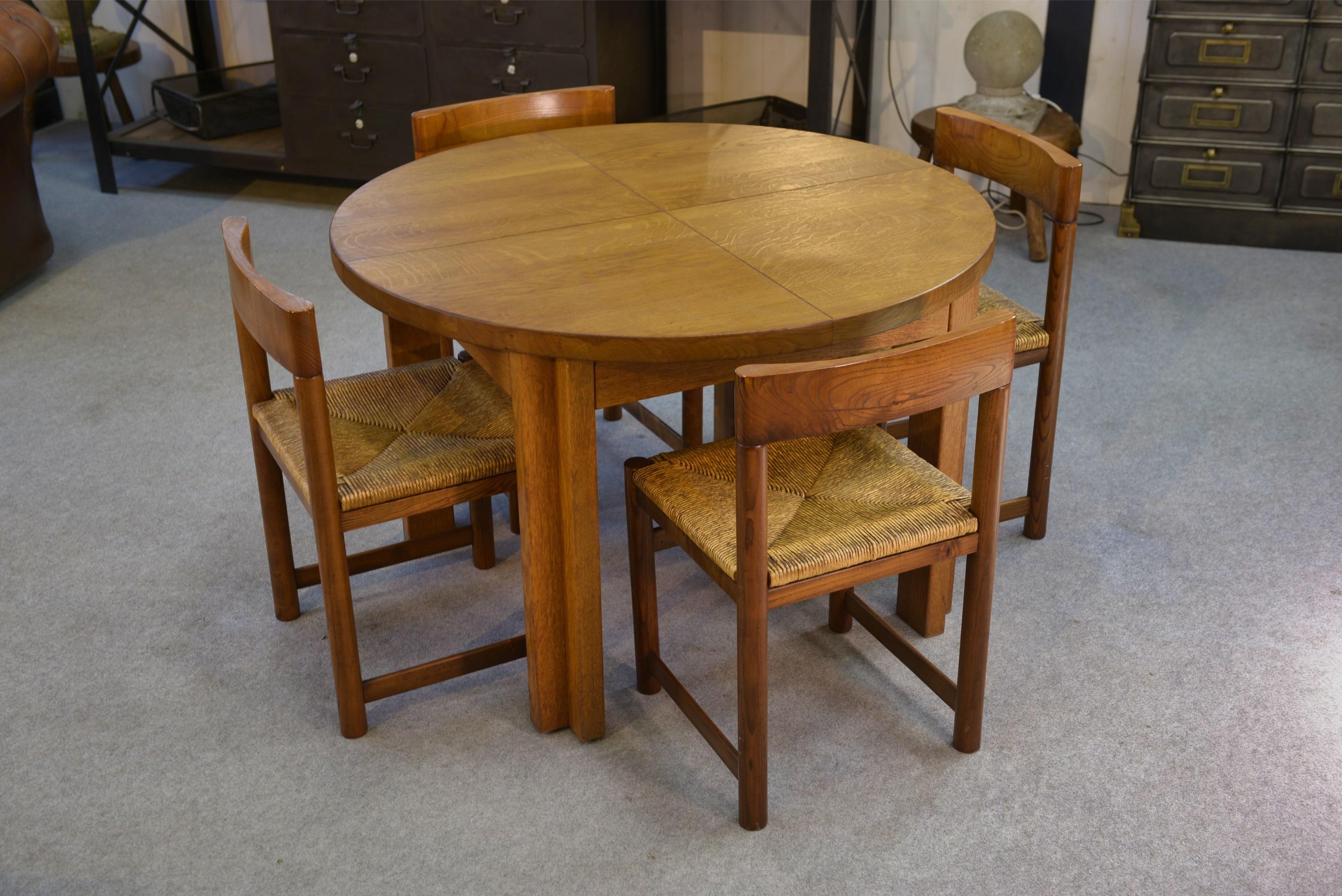 Tisch aus Massivholz von Maison Regain, 1970er Jahre im Angebot 2