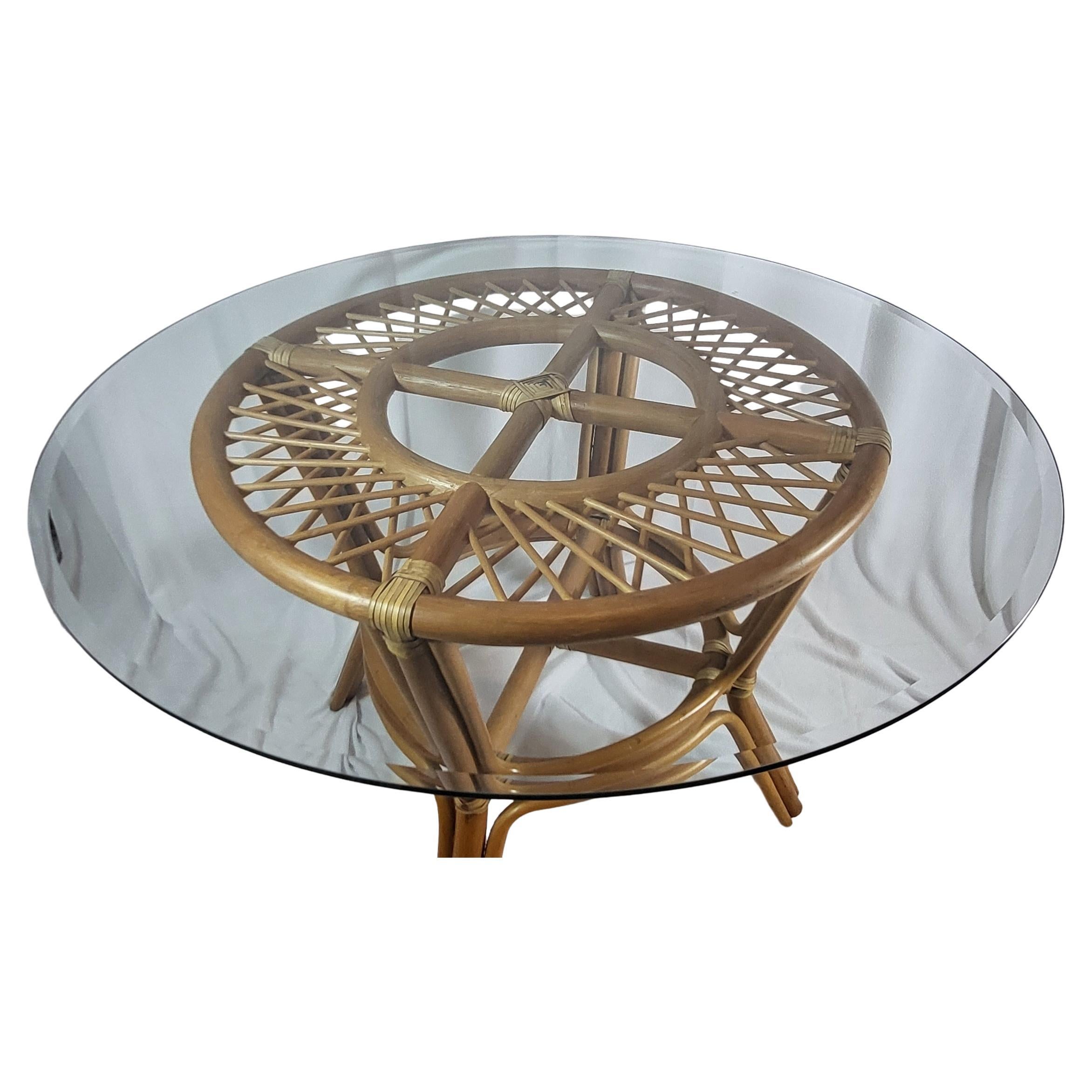 table ronde verre fume vintage