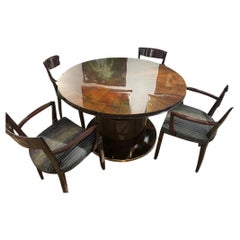 Table ronde (haute ou basse) en palissandre et bronze de Jean Pascaud