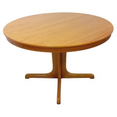 Table ronde vintage années 60 70 en orme blond avec rallonge intégrée