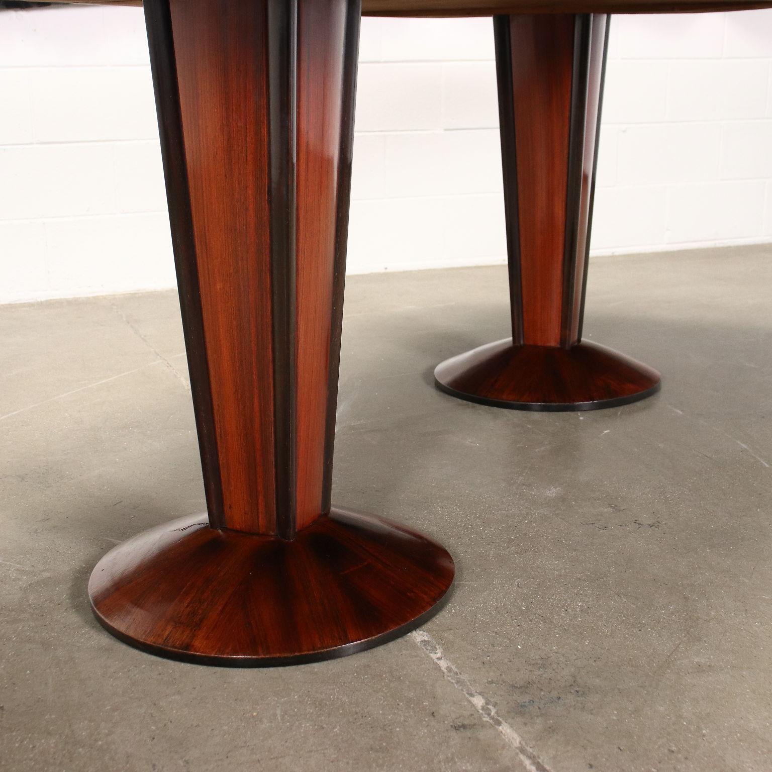 Italian Table Rosewood Glass Italy 1950s For Sale