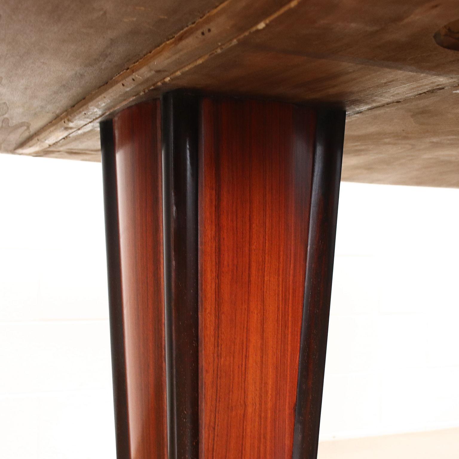 Veneer Table Rosewood Glass Italy 1950s For Sale