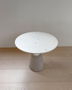 Table, Round Natural Cement Side Table, Sculptural Outdoor Design, Italy