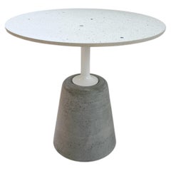 Table, Round Natural Cement Side Table, Sculptural Outdoor Design, Italy