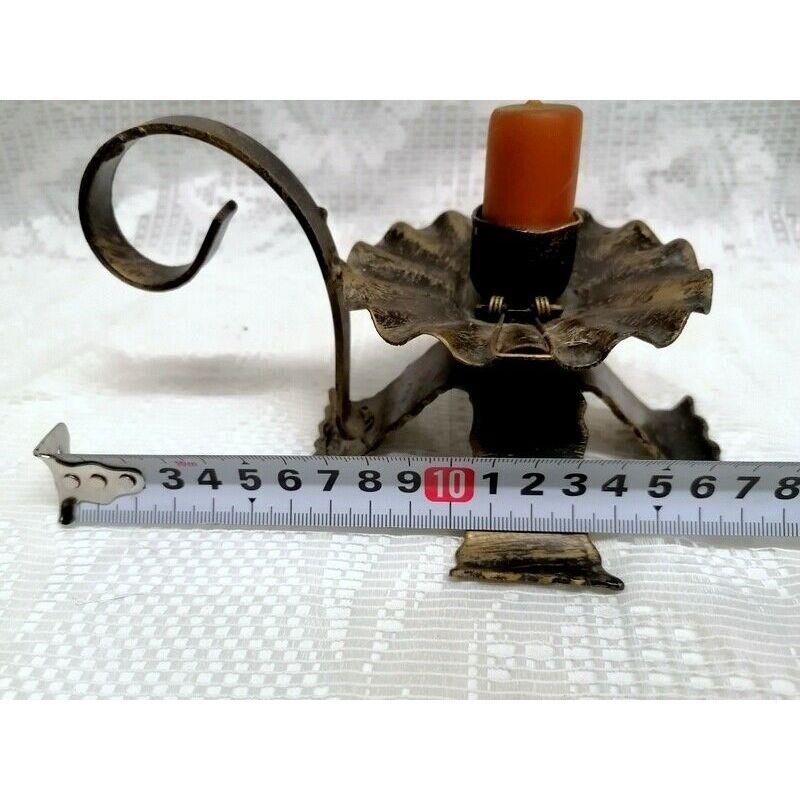 Table Rustic Pair of Candle Holder Cast Iron/Metal & Glass For Sale 6