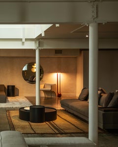 Table, Sculptural Oak Coffee Table Design, Swiveling Storage Elements, Italy