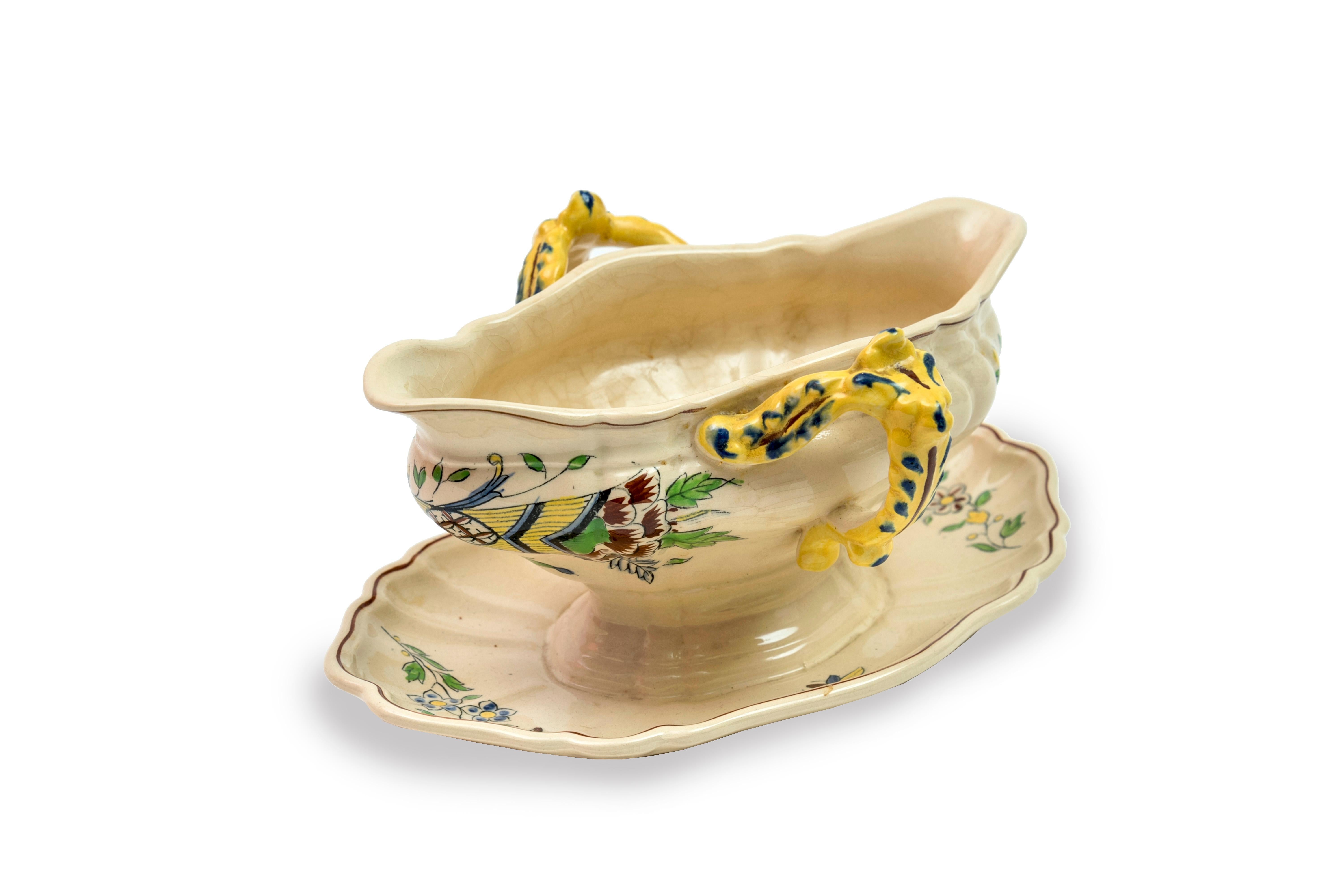 French Table Service with Cornucopias, Keramis, Boch Freres, Early 20th Century For Sale