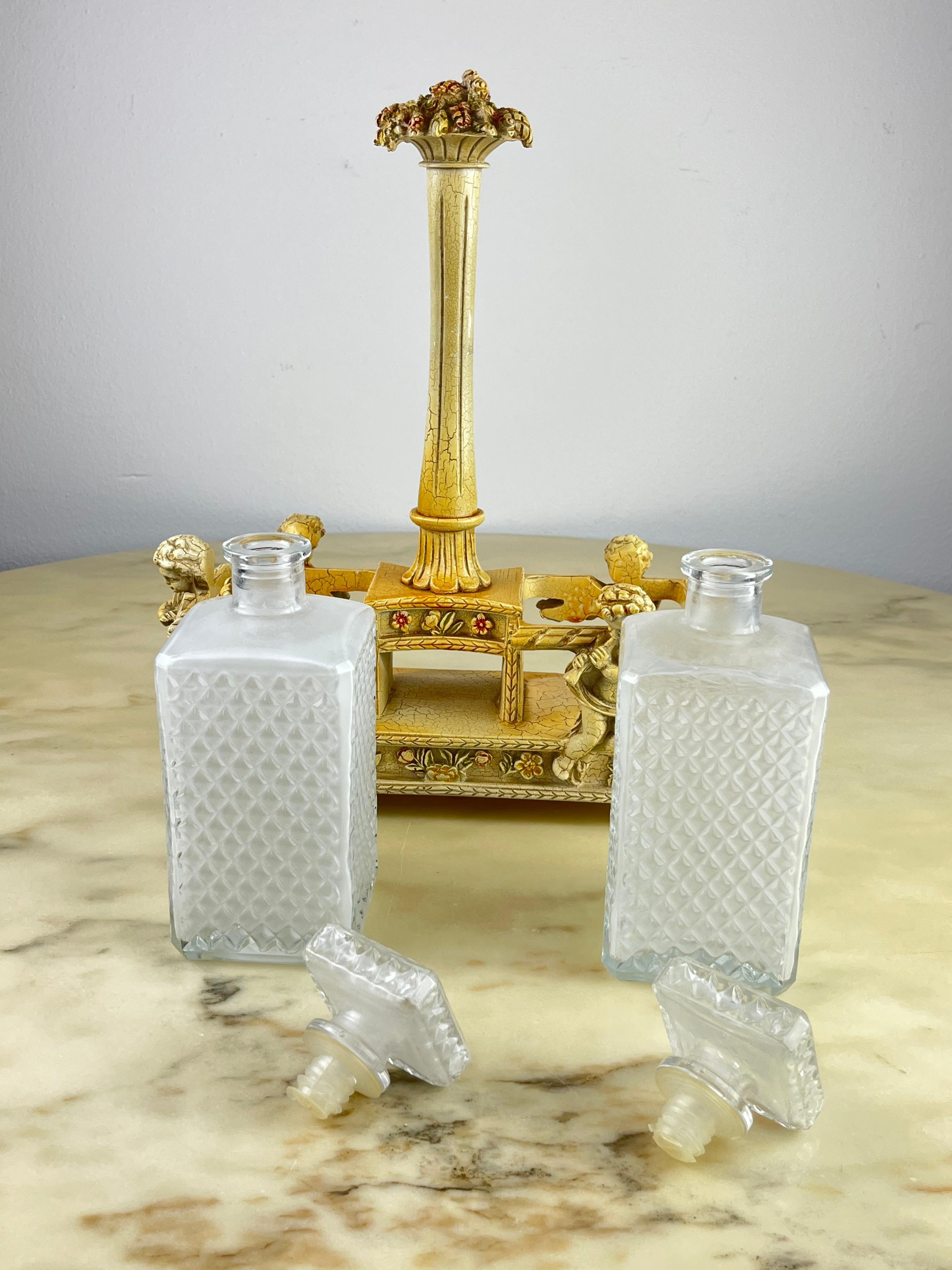 Glass Table Set For Oil/Vinegar Bottles, Italy, 1960s For Sale