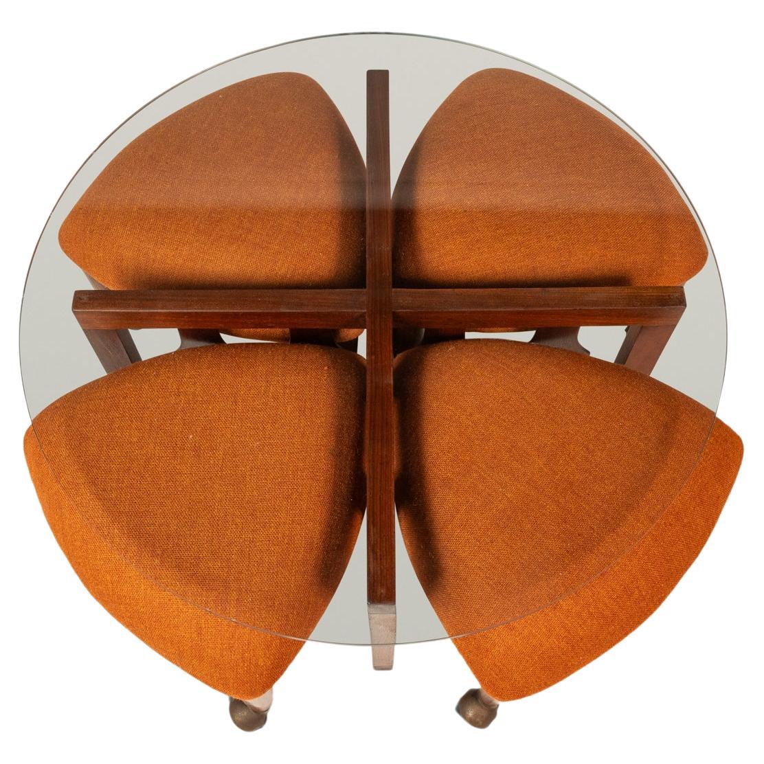 Mesa y juego de 4 taburetes "Trifecta", Adrian Pearsall, Craft Associates, EE.UU., 1960