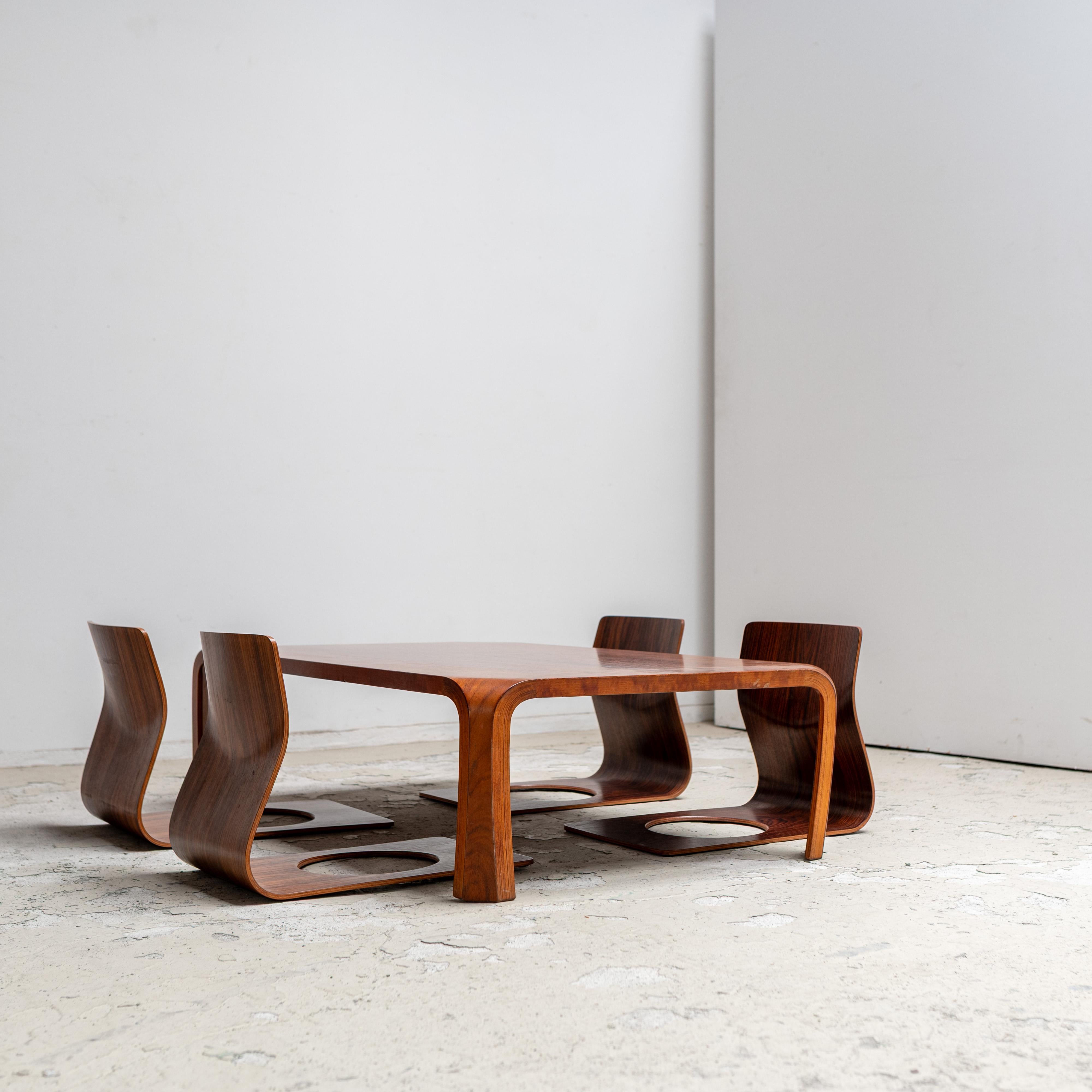 Mid-20th Century Table Set With Four Chairs for Tendo Mokko, 1960s For Sale