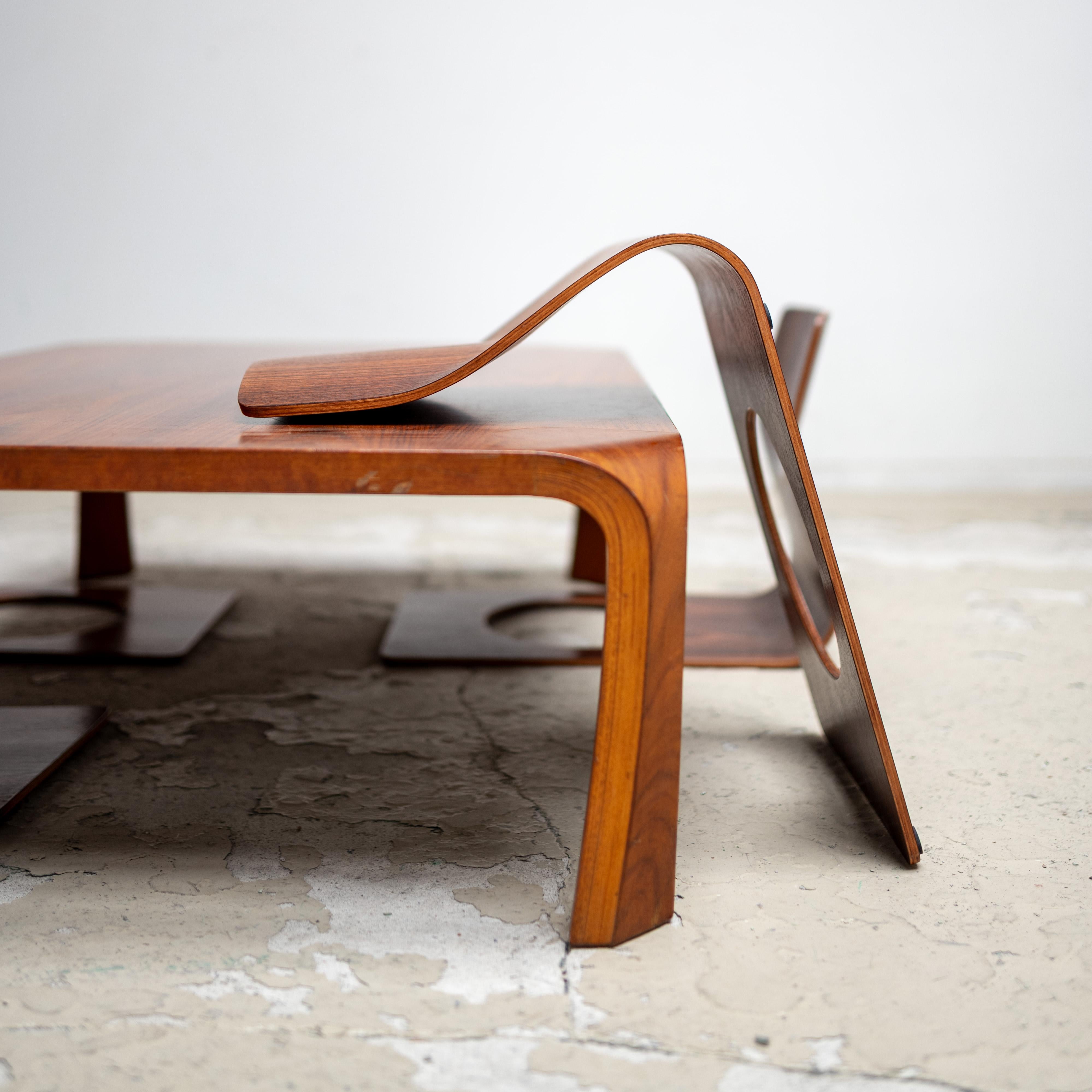 Plywood Table Set With Four Chairs for Tendo Mokko, 1960s For Sale