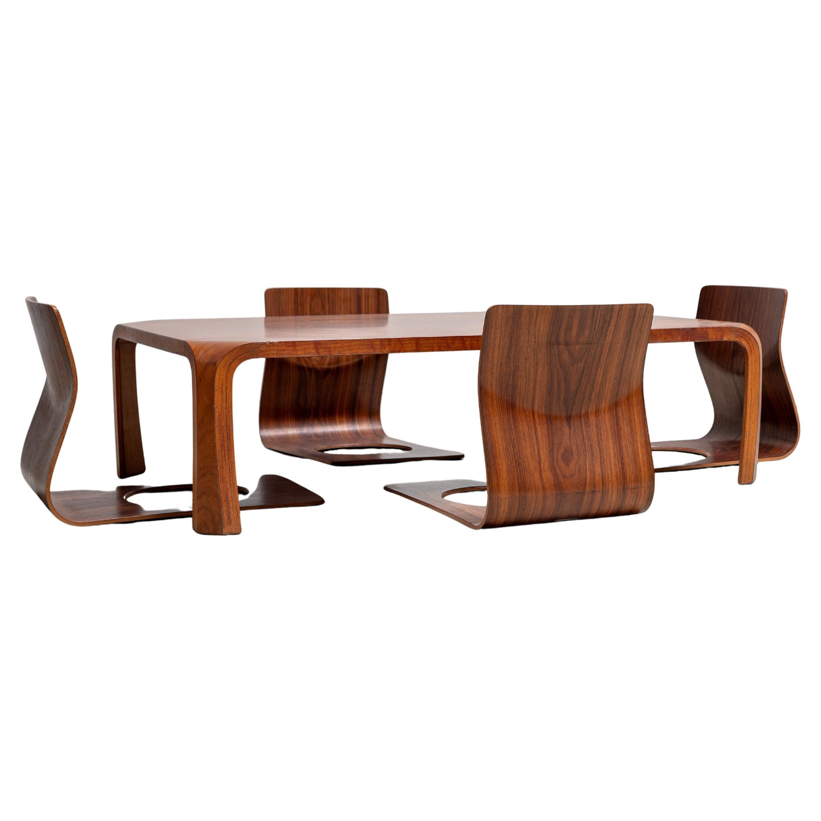 Table Set With Four Chairs for Tendo Mokko, 1960s For Sale