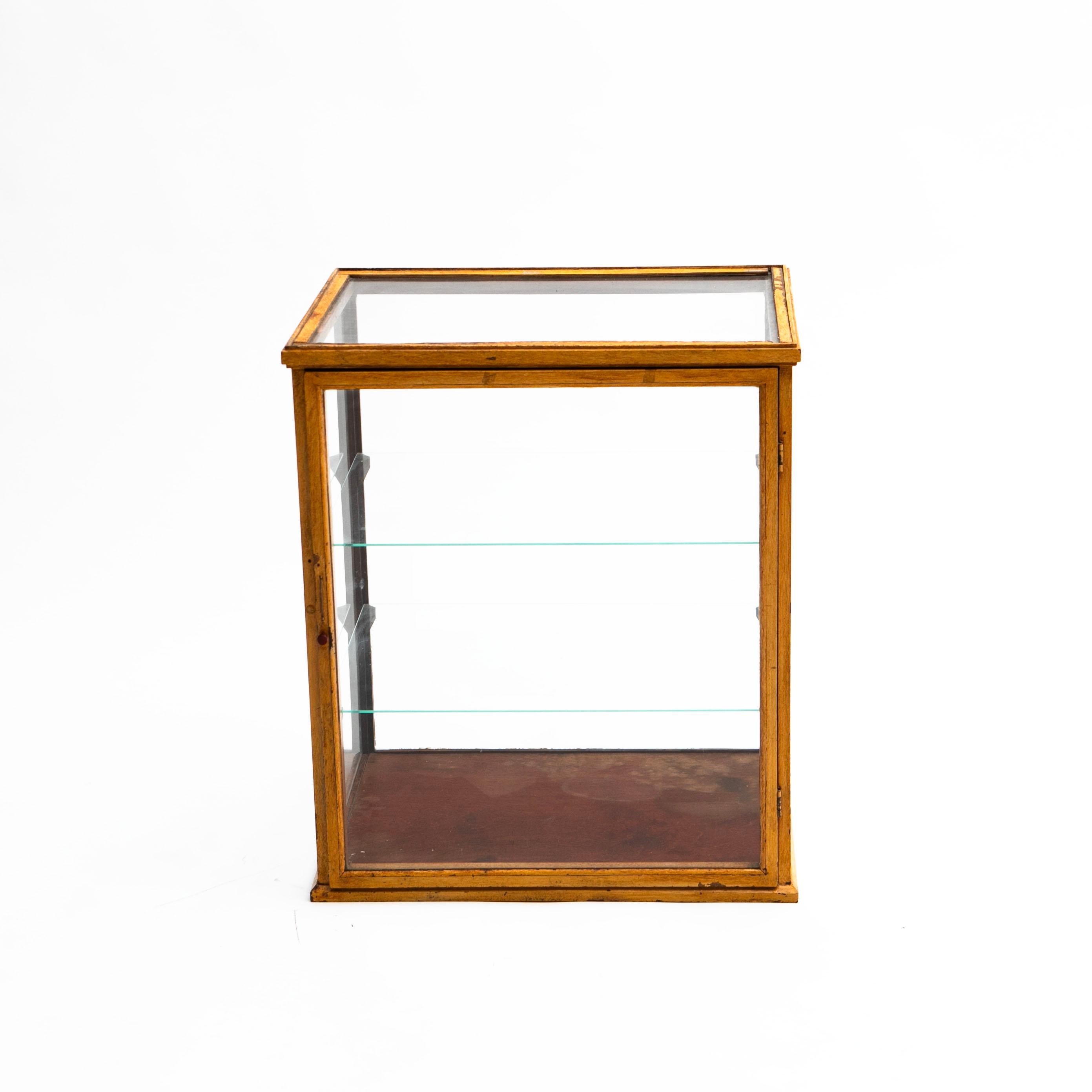 Other Table Showcase / Display Cabinet - In Pine. Original Yellow Paint For Sale