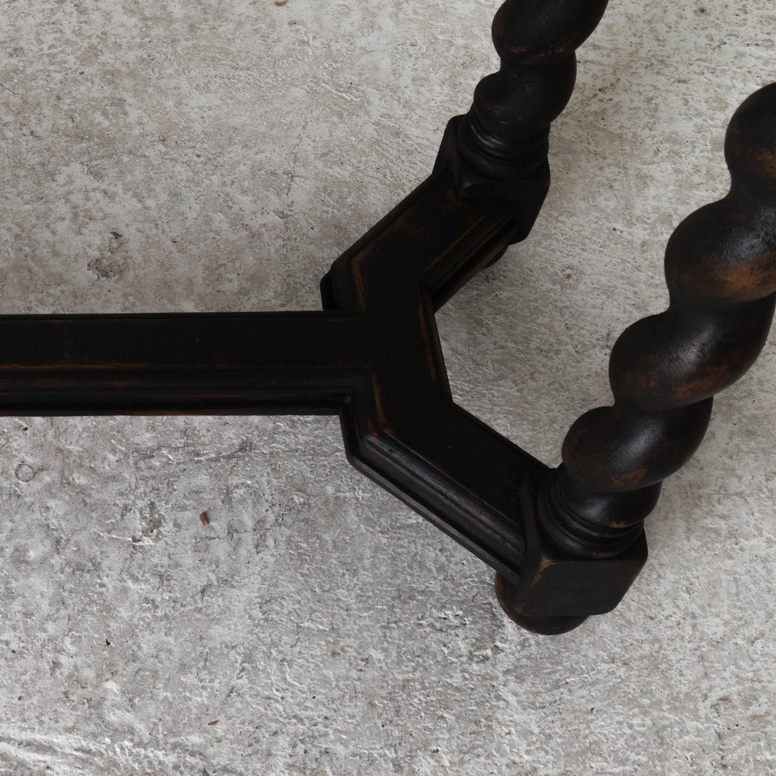 Table Side Swedish Baroque Black 18th Cenutry Spiral Legs, Sweden 4