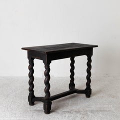 Table Side Swedish Baroque Black 18th Cenutry Spiral Legs, Sweden