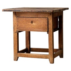Antique Table Side Table Swedish 19th Century Yellow Drawer, Sweden