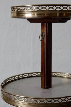 Table Tier English Mahogany Brass Marble 19th Century England