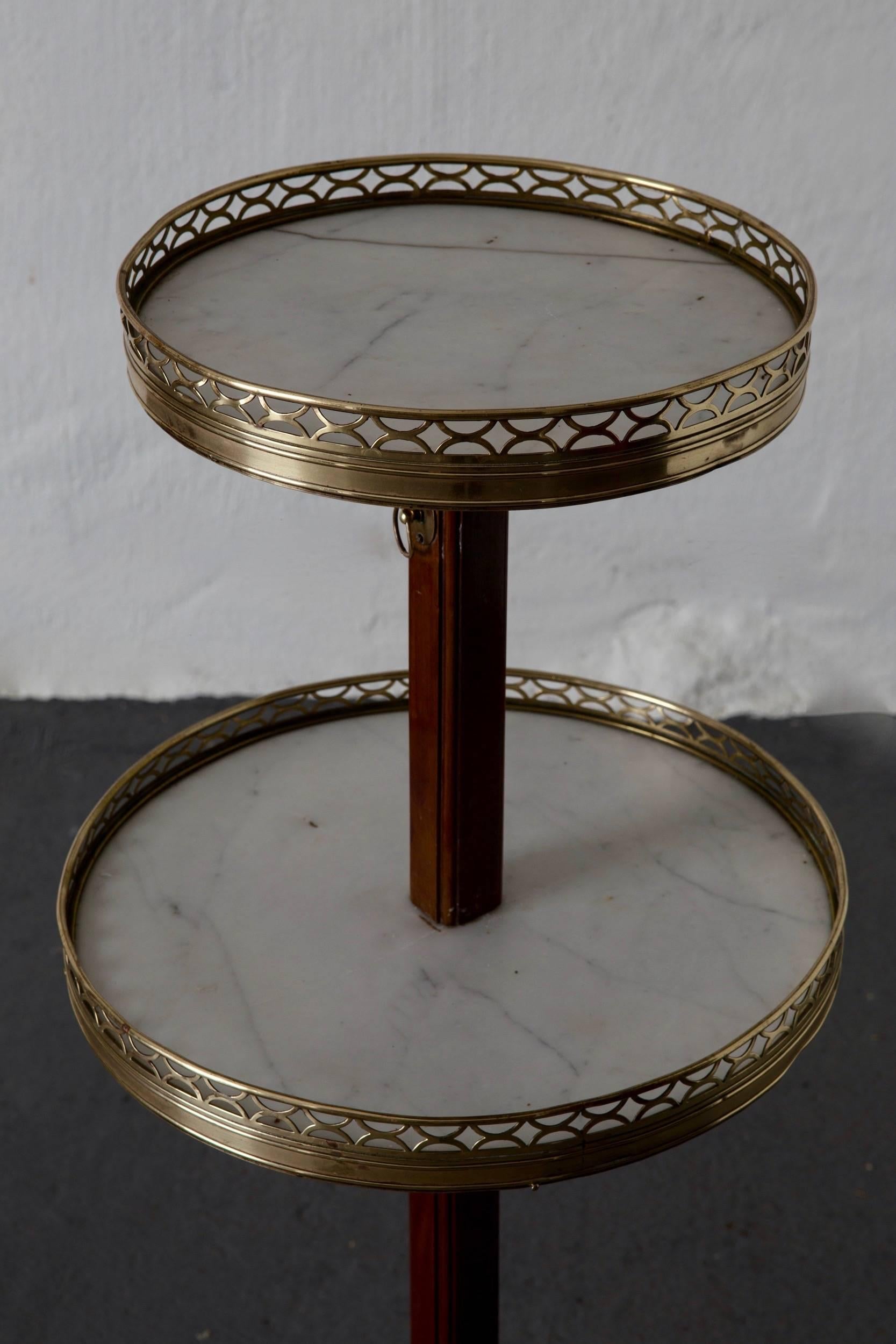 Directoire Table Tier English Mahogany Brass Marble 19th Century England For Sale