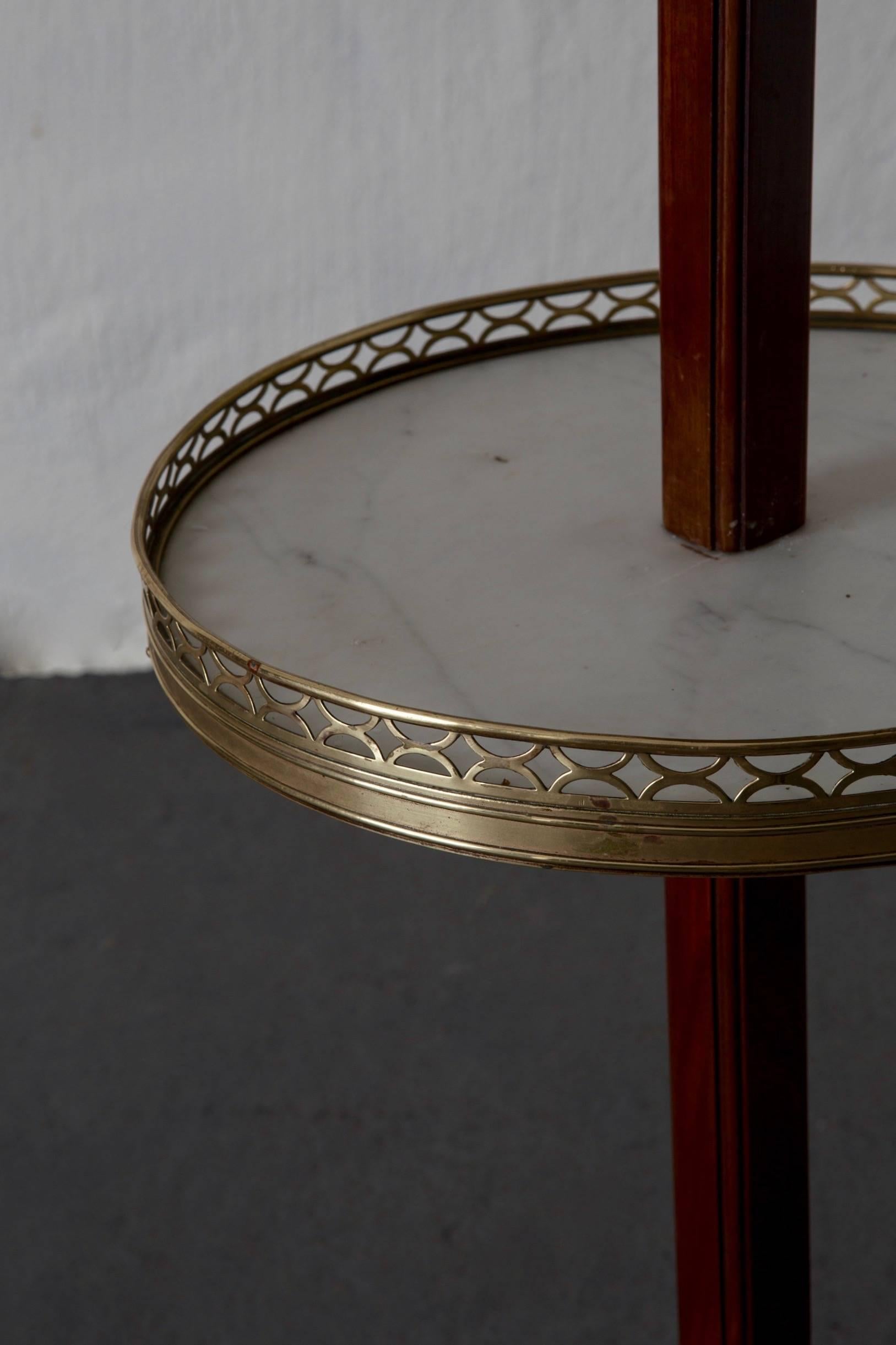 Table Tier English Mahogany Brass Marble 19th Century England In Good Condition For Sale In New York, NY