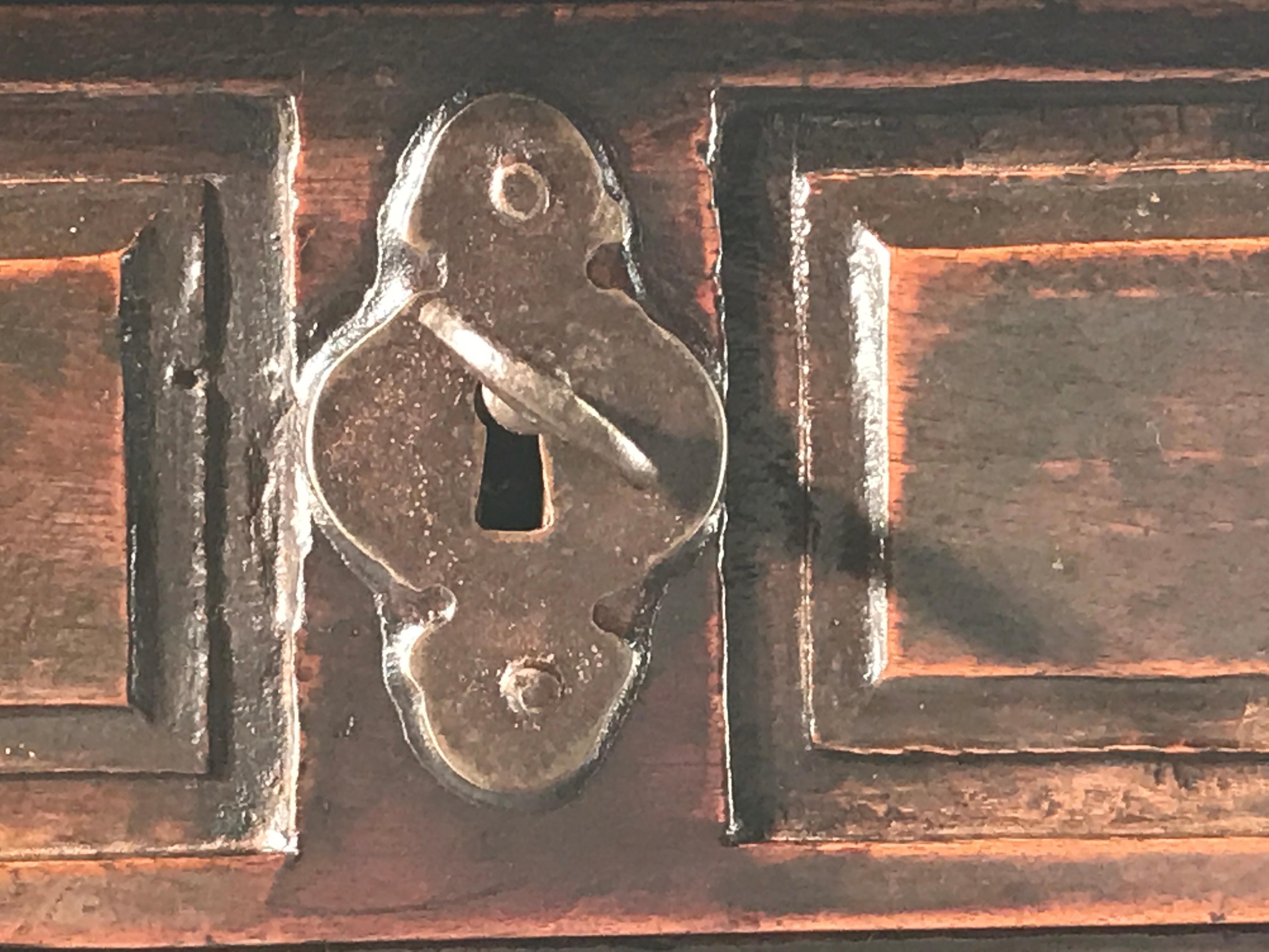 Mid-17th Century Table, Sidetable, Walnut, Spanish, Baroque, Ironwork, 1 1/2 Inch Thick Top