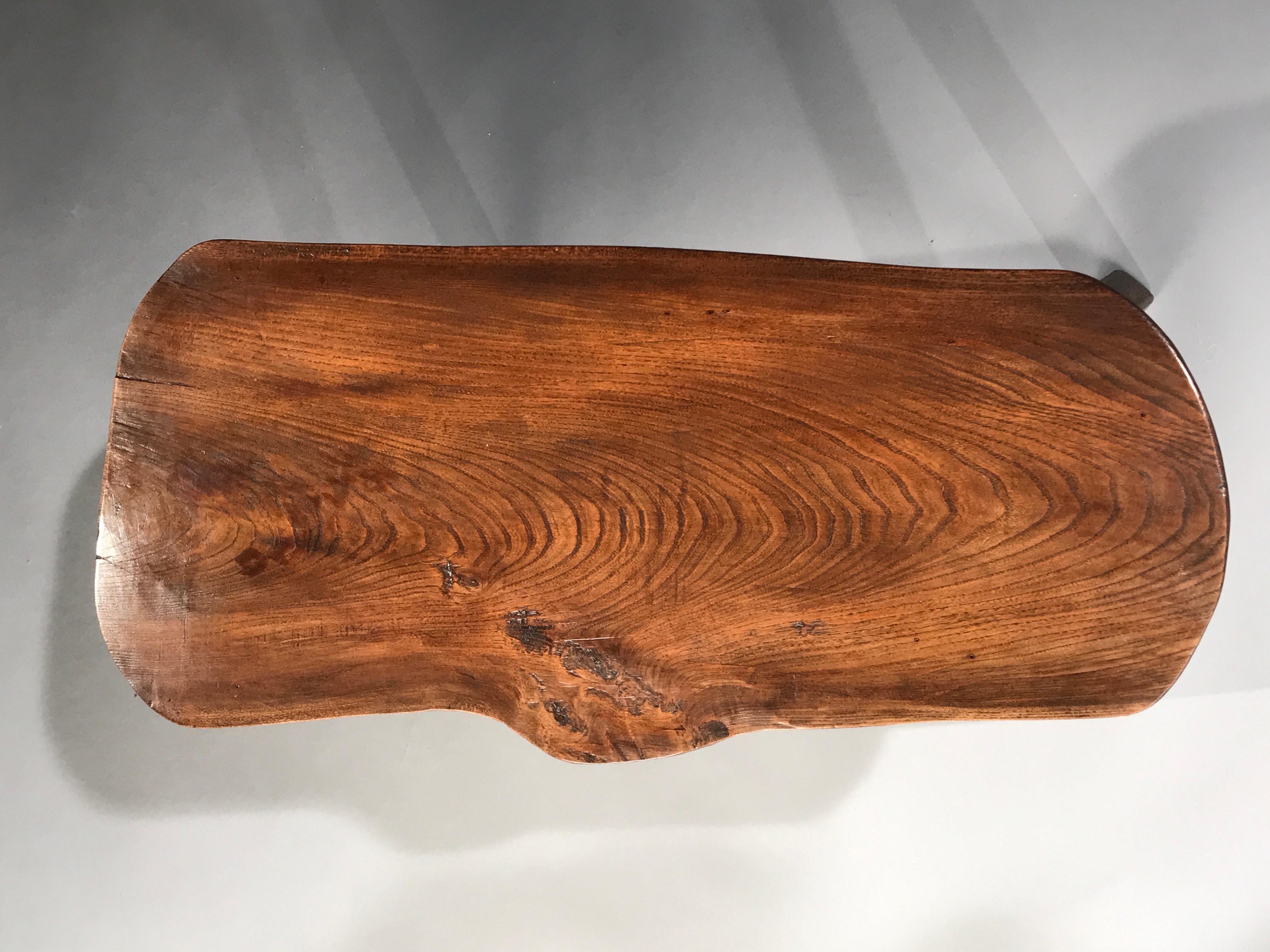 Mid-Century Modern Table Slab Single Piece Elm Sculpture For Sale
