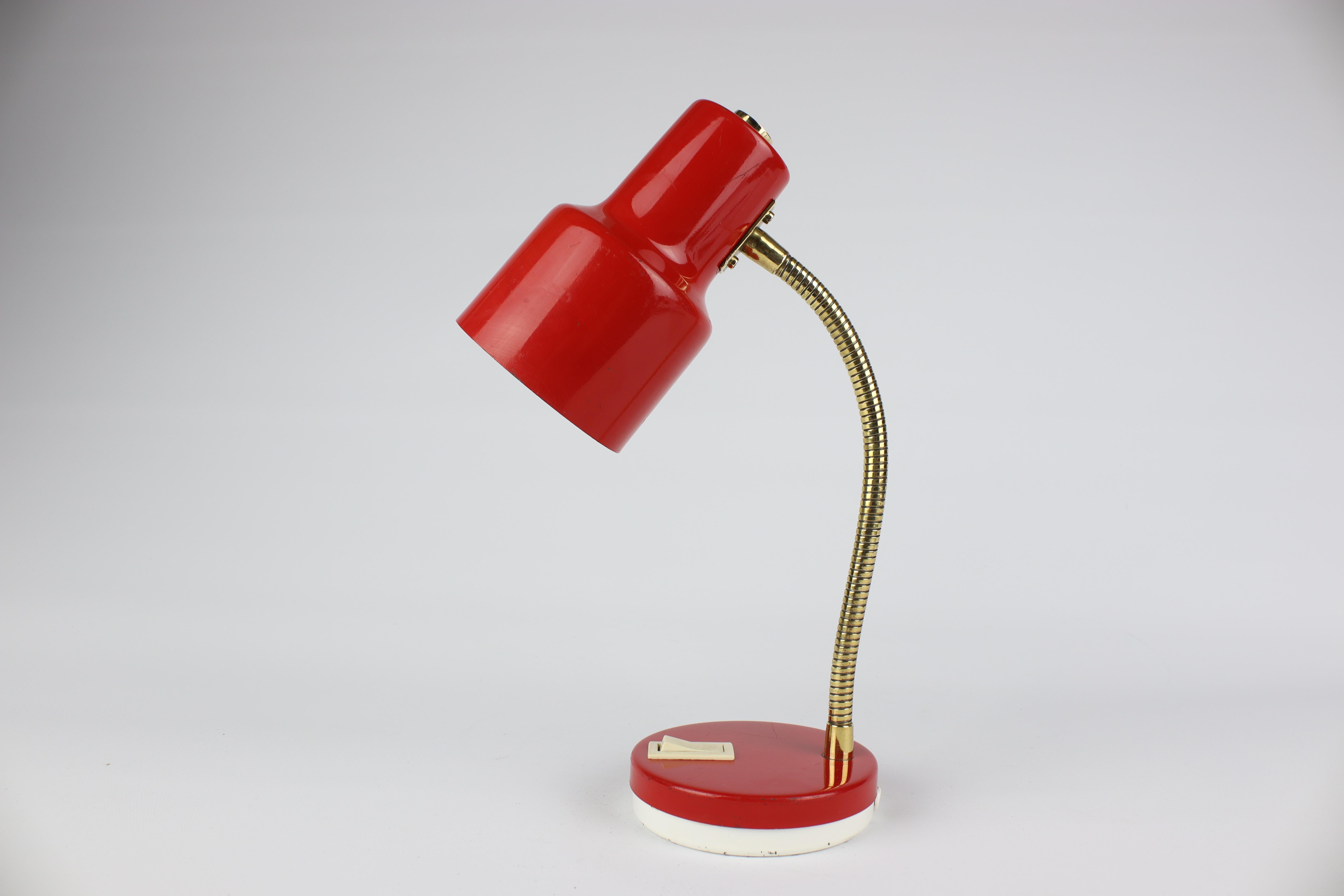 Czech Table Small Red Retro Lamp