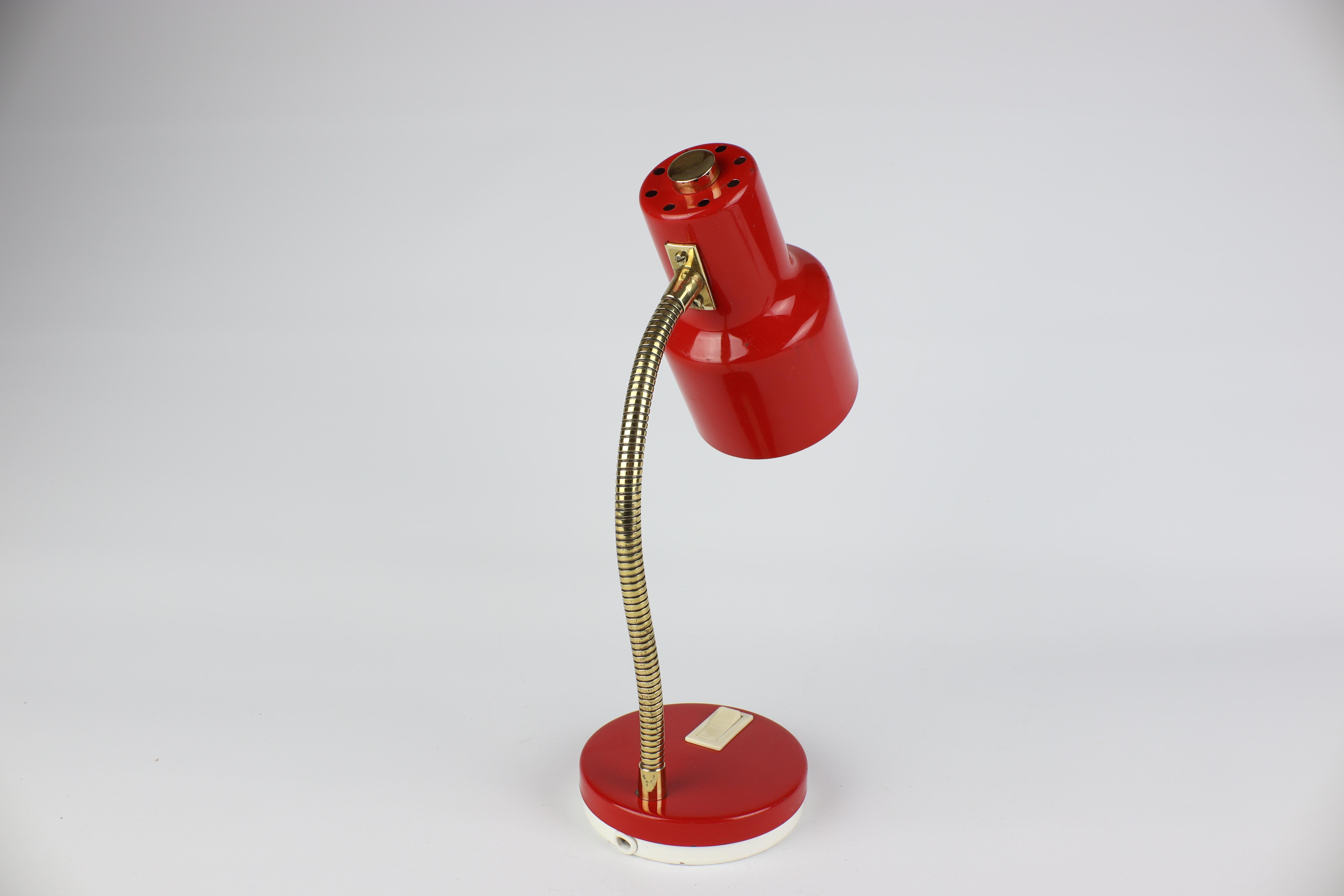 Mid-20th Century Table Small Red Retro Lamp