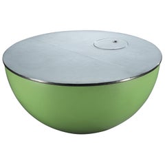 Tavolo Sofa Coffee Low Spherical Ball Pod, futuristico vassoio per il ghiaccio verde lime in acciaio