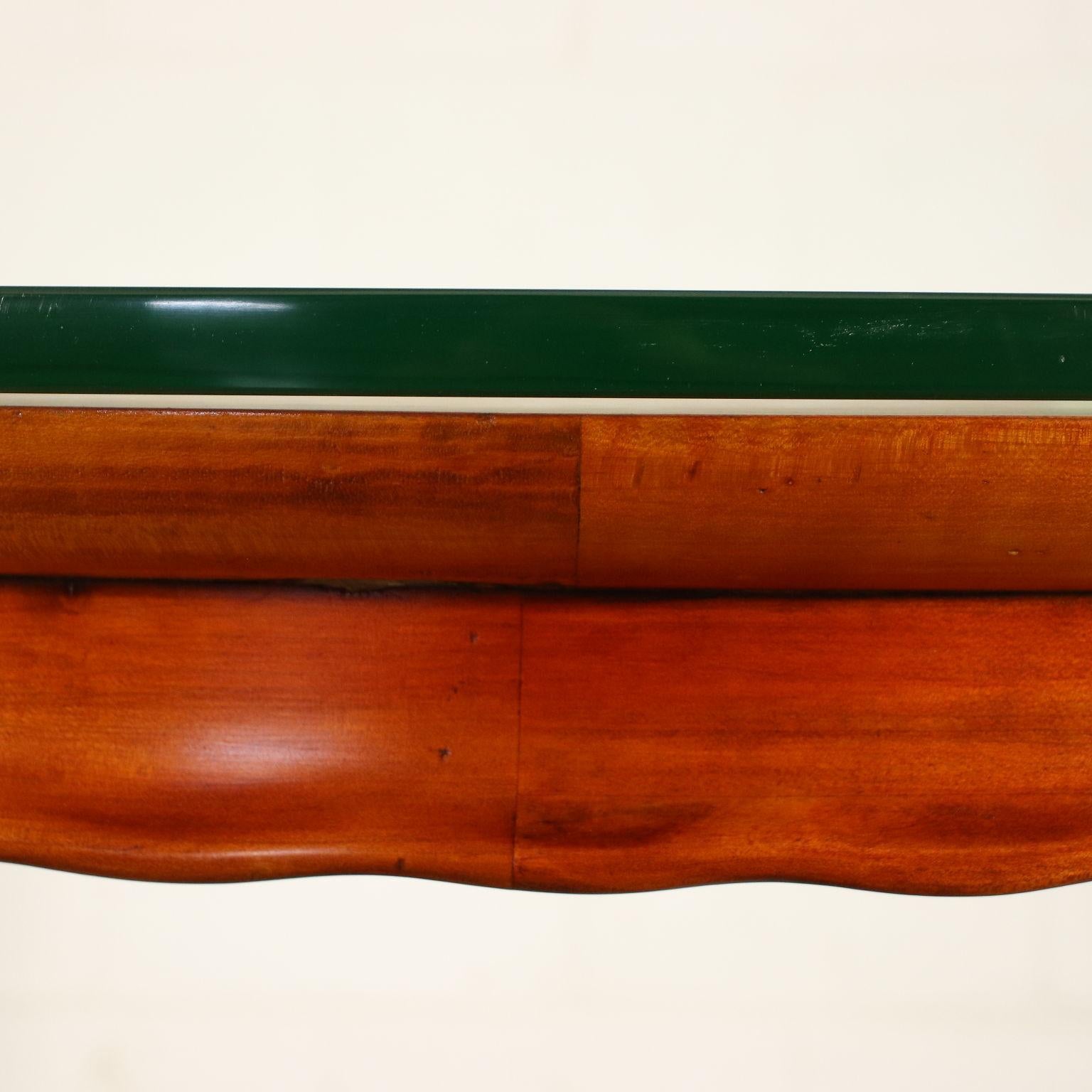 Table Solid Beech Mahogany Veneer Glass Italy 1950s In Excellent Condition For Sale In Milano, IT